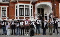 A Protest to Free Julian Assange in London.